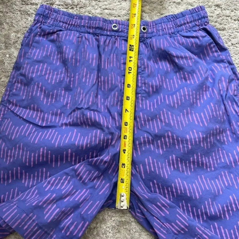 Armani Exchange Elastic Waist Blue Purple Zig-Zag Print Shorts Mens 30